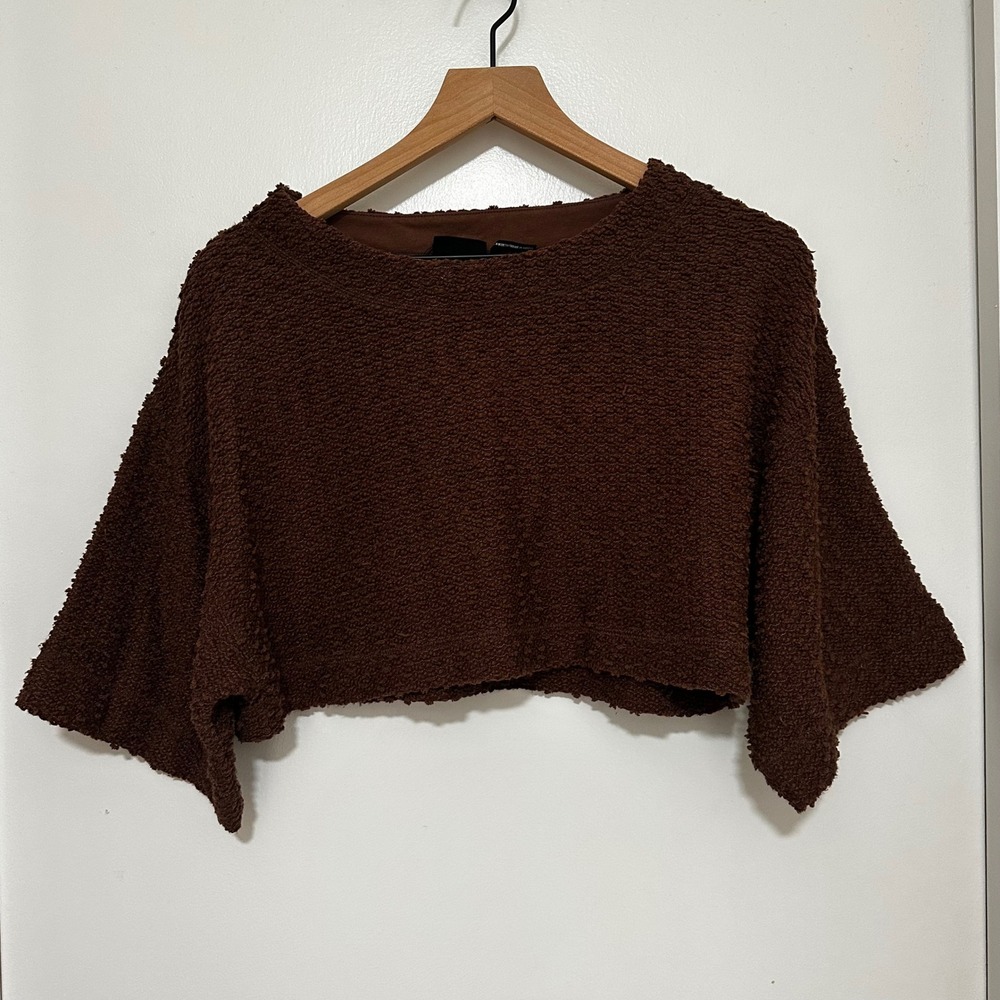 Out From Under x Urban Outfitters | Brown Boucle Popcorn Knit Cropped Top, M